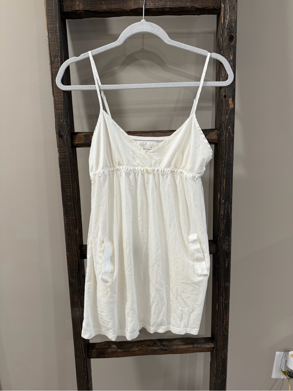 Aerie Y2K White & Cream Babydoll Empire Nightgown Cami